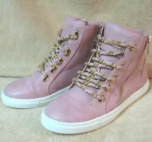 Womens Liliana Size 7 Pink Gold Chain Ankle Shoe Bootie - Picture 1 of 7