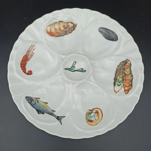 ANTIQUE MAJOLICA OYSTER PLATE IN PORCELAIN PILLIVUYT n°3 - Picture 1 of 13