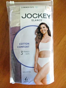 3 PAIR JOCKEY WOMENS ELANCE COTTON COMFORT FRENCH CUT PANTIES SIZE 7 UNDERWEAR - Picture 1 of 3