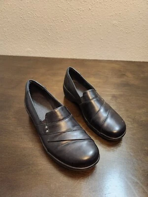 Clarks May Marigold Women's Black Leather Slip On Comfort Loafers Shoes Size 9 - Image 1 of 4