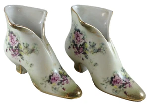 (2) VIKTORIANISCHE HOHE STIEFEL PINK LILA VOLLE BLÜTE ROSEN GOLD 6" NIPPON SCHUHE - Bild 1 von 11