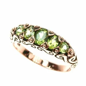 Peridot Vintage Ring, 9ct 9k Solid Rose Gold, Victorian Antique R167 Custom - Picture 1 of 1