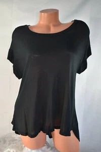 GILLI (S) Stretch Modal Pullover Black Top HI-LO Smocked Back Semi Sheer Tunic - Picture 1 of 9