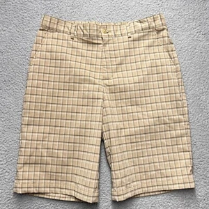 Slazenger Shorts Mens XL Tan Brown Plaid 11 in Inseam Bermuda Adjustable Waist - Picture 1 of 11