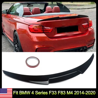 GLOSS BLACK FOR 2014-2020 BMW F33 F83 CONVERTIBLE TRUNK SPOILER WING- M4 STYLE Foto 1 de 4