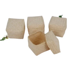 Thai Bamboo Sticky Rice Containers Big Square Natural Basket Cooker Food 3"x3pcs - Picture 1 of 9