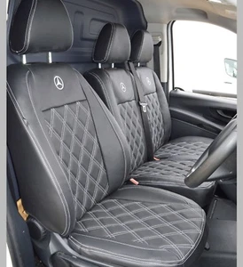 Mercedes Vito W447 Waterproof Tailored Diamond Quilted Van Seat Covers - Picture 1 of 5