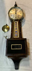 Early 20th Cent. Ingraham "Nyanza" Model 8 Day 39” Banjo Wall Clock Working - Picture 1 of 20