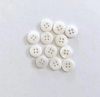 24 Buttons White Natural Real Shell 4-Hole Sew Through Sewing 11 mm #WH57 - Image 1 of 4