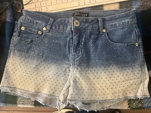 Lipsy ladies blue denim Tie dye sparkly shorts size 10 - Picture 1 of 2