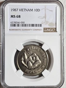 Vietnam 10 Dong 1987 World Wildlife Fund NGC MS 68 - Picture 1 of 2