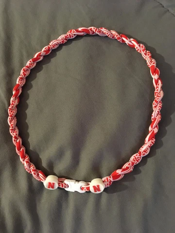 NEBRASKA CORNHUSKERS Red 22" Titanium Double Rope NECKLACE NEW! FAST! FREE SHIP! Cover