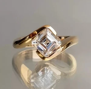 2.0 Ct Asscher Cut D VVS2 IGI Cert Lab Grown Diamond Engagement Ring 18K Gold - Picture 1 of 9