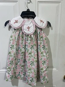 Beautiful Floral Tulip Collar Dress With Cross Embroidery  - Picture 1 of 6