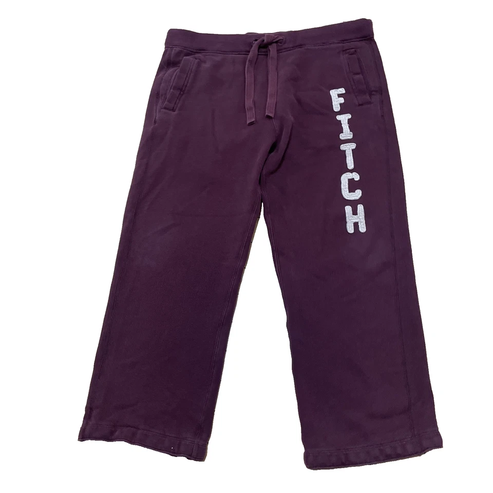 Pantalones deportivos Abercrombie & Fitch Y2K rojo granate adulto L años 90 gruesos apliques animación Foto 1 de 4