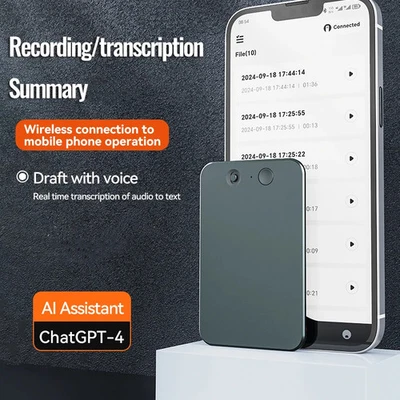 AI Powerd ChatGPT-4 Phone Voice Recorder 58Language Translator Audio Dictaphone - Image 1 of 4