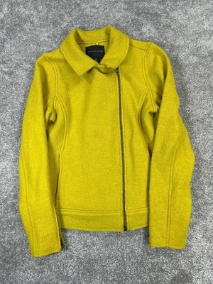 Chaqueta Tahari para mujer pequeña mezcla de lana amarilla cremallera completa Foto 1 de 4