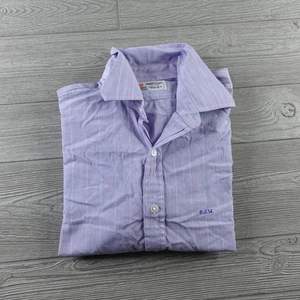Turnbull & Asser Camicia Abito Uomo Taglia XL Viola Gessato Manica Lunga Lusso - Foto 1 di 10