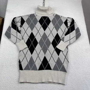 Forever 21 Mens diamond Argyle Turtleneck Sweater Medium  preppy fall classic - Picture 1 of 17