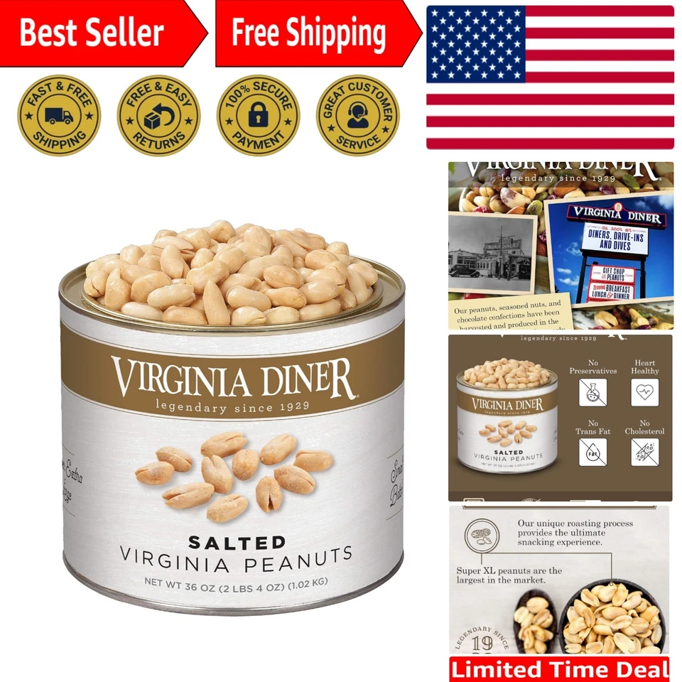 Virginia Diner Salted Gourmet Peanuts 36 Oz