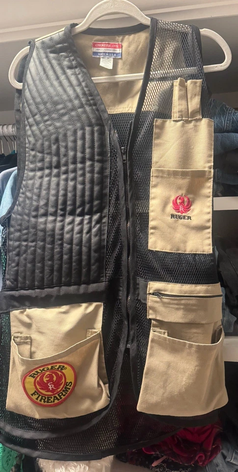 VTG Ruger Firearms Shooting Vest USA Made Chimere Mesh Canvas Padded Shoulder  - Image 1 of 1