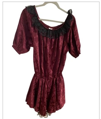 Under wraps Burgundy Dark Floral costume dress, lace trim & Tulle size large - Imagem 1 de 4