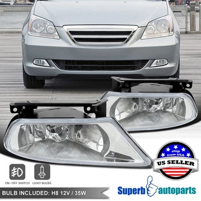 Fits 2005-2007 Honda Odyssey Fog Lights Bumper H8 Bulbs Wires Switch 05-07 Foto 1 de 4