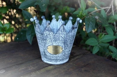 Blumentopf Krone 11,5 cm Zink Gartendeko Pflanzschale Übertopf Pflanzgefäß - Bild 1 von 4