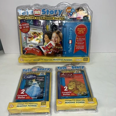 SISTEMA DE CONSOLE TELESTORY com 2 histórias DORA + 2 LIVROS DE HISTÓRIAS EXTRAS NOVOS E LACRADOS - Imagem 1 de 4