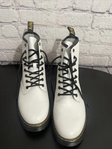 Stivali da combattimento Dr Doc Martens Zavala da donna taglia 8 in pelle bianca con lacci - Foto 1 di 11