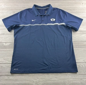 BYU Cougars Poloshirt Herren Größe XXL Blau Nike Dri Fit Kurzarm Navy Blau - Bild 1 von 8