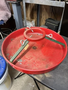 Vintage 15" runder Live Weihnachtsbaumständer rot Metall OHNE BOX! - Bild 1 von 6