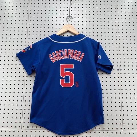 Chicago Cubs Jersey Medium Youth Nomar Garciaparra #5 Majestic Blue Red Cover