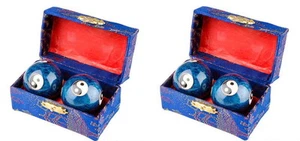 2 SETS CHINESE HEALTH EXERCISE STRESS BAODING BALLS RELAXATION THERAPY YIN YANG - Picture 1 of 1