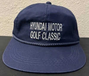 Vintage HYUNDAI MOTOR GOLF CLASSIC Baseball Cap Hat Adj. Rope Mens Navy - Picture 1 of 8
