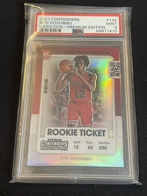 2021 Panini Contenders Ayo Dosunmu Rookie RC Ticket Premium Silver PSA 9 MINT - Image 1 of 2