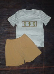 NEW Boutique Easter Cross Boys Shorts Outfit Set