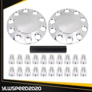 Front Silver 33mm Nut Covers Wheel Covers Hub Axle Semi Truck Plastic ABS 2PCS - Picture 1 of 10