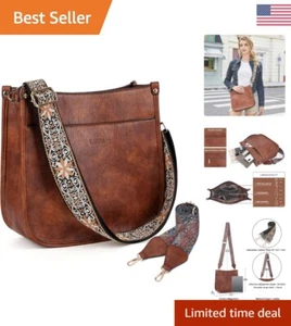 Women's Crossbody Bag - Vegan Leather, Adjustable Straps, Multiple Compartments - Picture 1 of 11