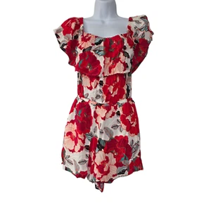 Cupcakes And Cashmere Romper Womens Red White M Floral Cadrian Jumpsuit Summer - Picture 1 of 11