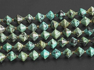 Cuentas sueltas facetadas bicónicas AA turquesa africana verde negro natural de 8 mm - Imagen 1 de 3