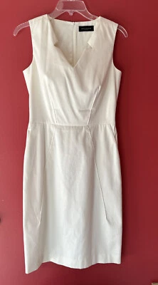 Piazza Sempione Womens Back Zip V Neck Sheath Dress Ivory Cream White IT 40 US 4 - Image 1 of 4