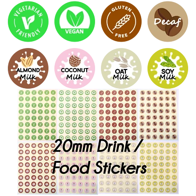 BEBIDAS LECHE ALTERNATIVA Etiquetas Adhesivas Descafeinado Soja Soja Avena Almendra Leche de Coco