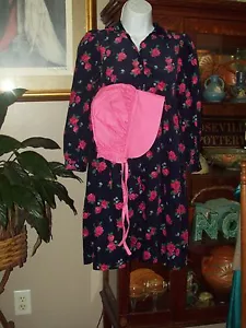 PIONEER GIRLS 8 Navy Corderoy abito stampa floreale autunno cuore stringhe cofano - Foto 1 di 4