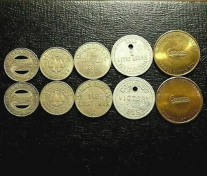 Set 5 PUERTO RICO 1950s MILK DAIRY Token coin FICHA LECHE moneda Vale medalla - Picture 1 of 12