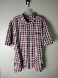 Quiksilver Waterman Collection Red Gray Plaid Short Sleeve Button Up Shirt Large - Picture 1 of 4