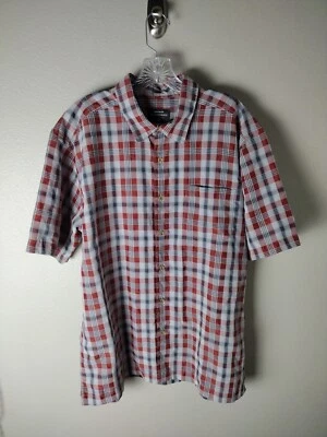 Quiksilver Waterman Collection Red Gray Plaid Short Sleeve Button Up Shirt Large - Image 1 of 4