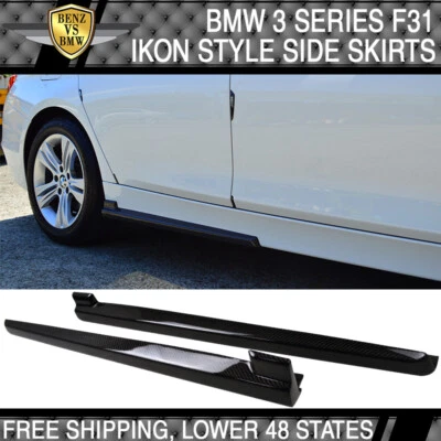 Fits 12-17 BMW 3 Series F30 F31 IKON Style Side Skirts Extension Carbon Fiber CF - Image 1 of 4
