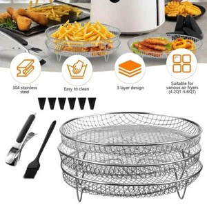 3 Layer Round Air Fryer Rack Baking Tray Accessories for 4.8-6.6L Air Fryer Oven - Picture 1 of 13