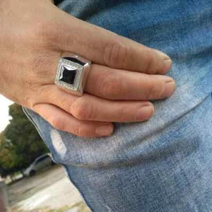 New design ring for men ,men's ring with stone 92.5silver ring black Spinel ring - Picture 1 of 1